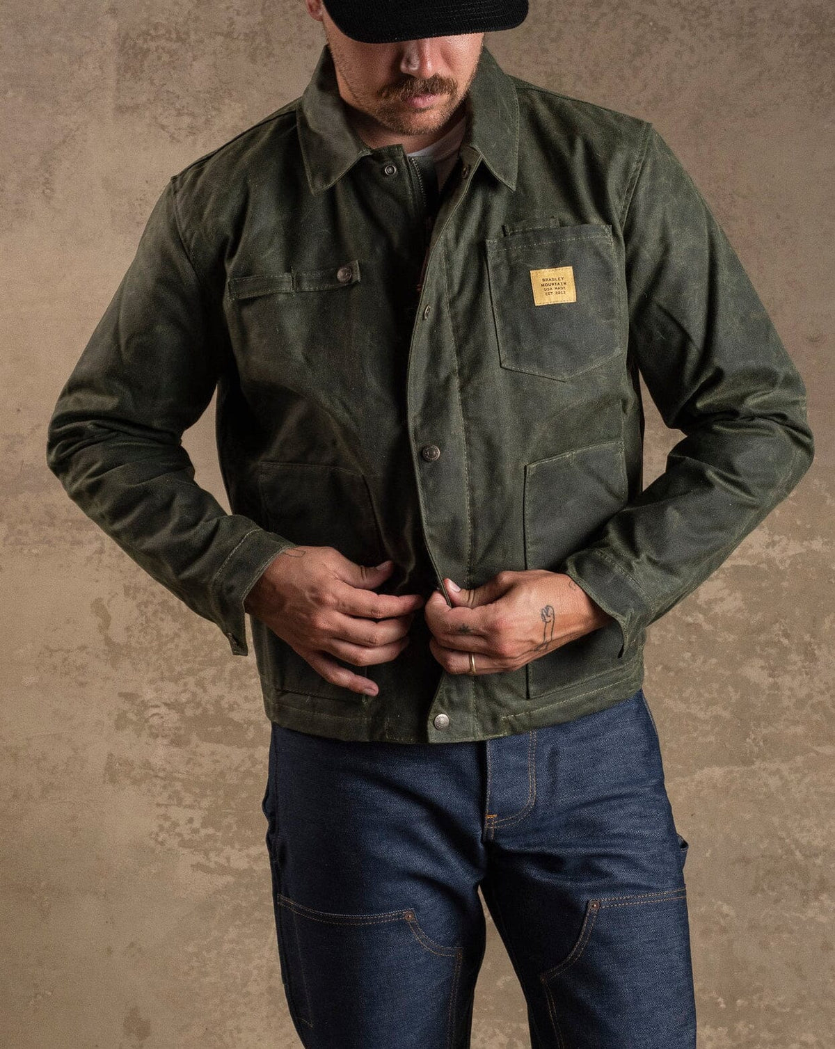 Cabin Jacket w/ Zipper - Forest (New Grey wool) Bradley Mountain 