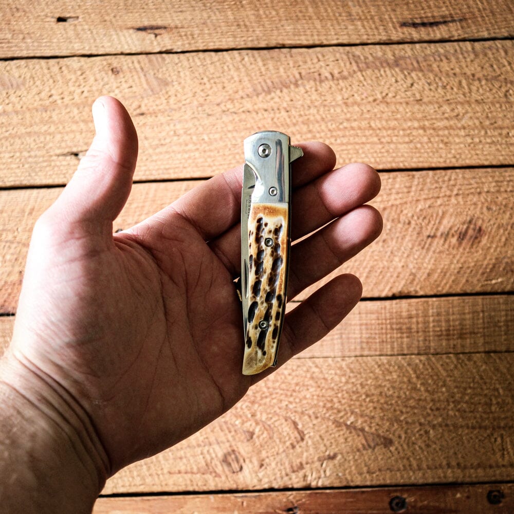 Rancher Linerlock Knife - Stag Bonme Bradley Mountain 