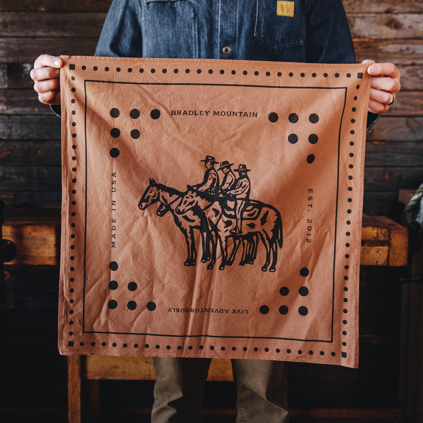Wrangler Bandana - Japanese Selvedge - Tobacco Accessories Bradley Mountain 